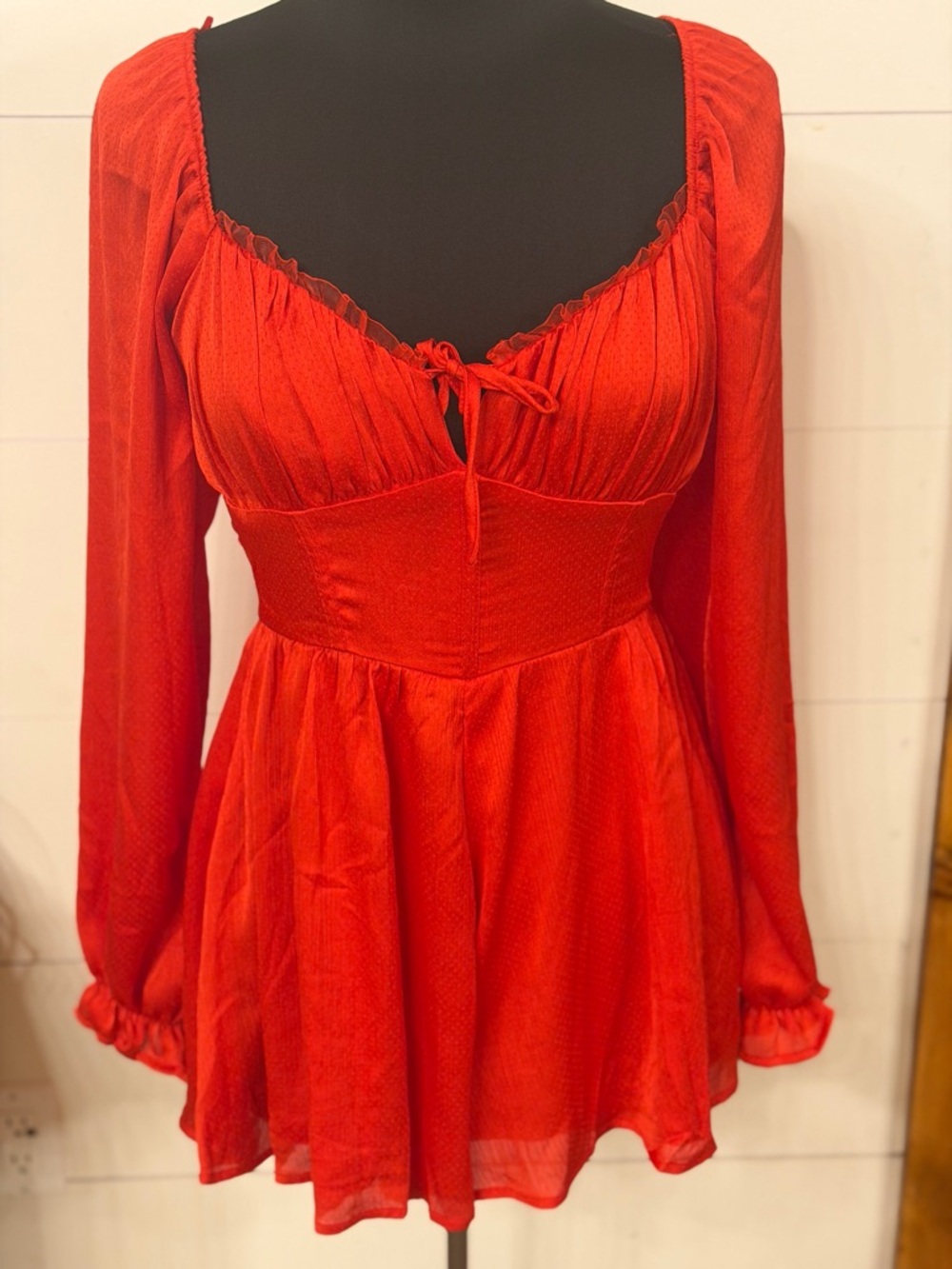 Francesca's Red Smocked Romper with Tag